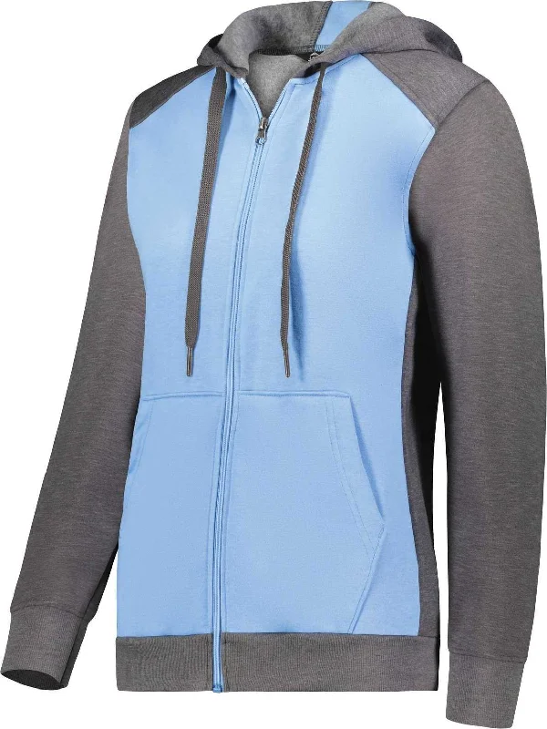 Daily Specials Augusta 6901 Ladies Three-Season Fleece Full Zip Hoodie - Columbia Blue Carbon Heather Daily Specials Augusta 6901 Ladies Three-Season Fleece Full Zip Hoodie - Columbia Blue Carbon Heather