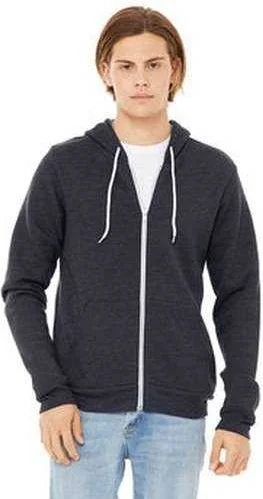 Big Discounts Bella + Canvas 3739 Unisex Poly-Cotton Fleece Full-Zip Hooded Sweatshirt - Heather Navy Big Discounts Bella + Canvas 3739 Unisex Poly-Cotton Fleece Full-Zip Hooded Sweatshirt - Heather Navy