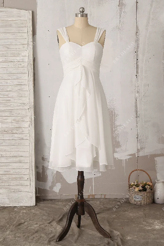 New Arrival Chiffon Ruffles Knee Length Bridal Shower Dress