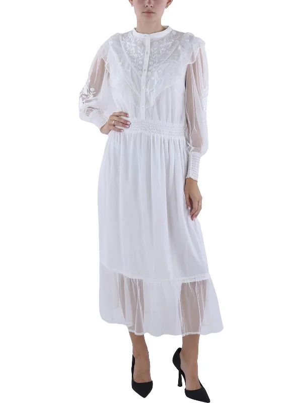 Today’s Special Womens Embroidered Tea Length Midi Dress