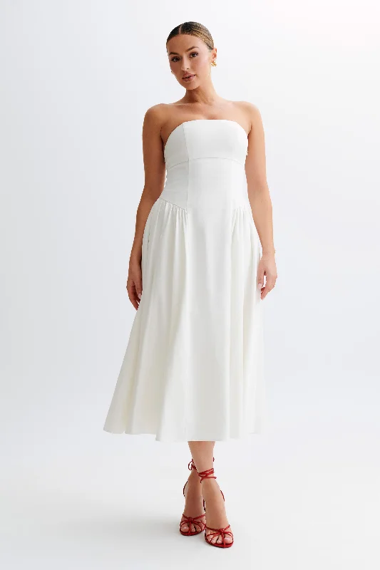 Sale Event Carmele Cotton Gathered Midi Dress - White