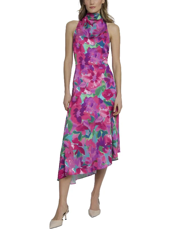 Great Bargains Womens Floral Print Tea Length Shift Dress