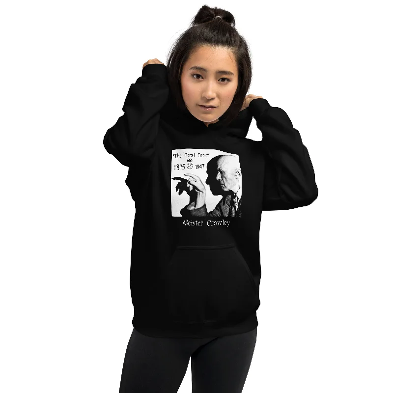 Super Deal Aleister Crowley Infamous Occult Leader of Thelema Sex Magic Women's Black Hoodie