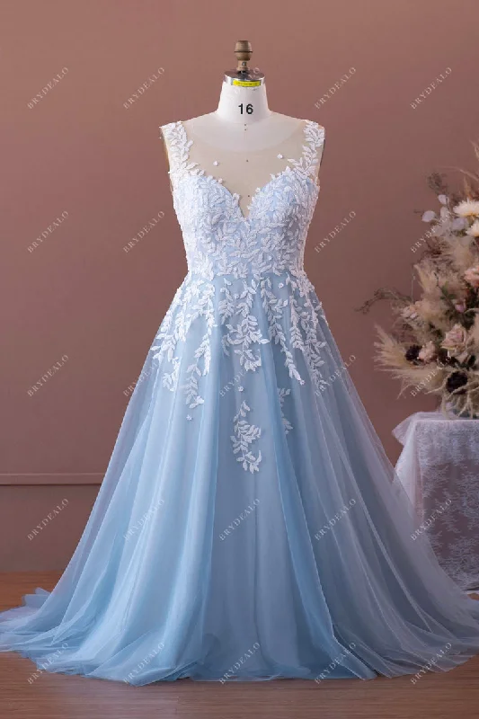 Referral Discount Wholesale Designer Dusty Blue Tulle Wedding Ball Gown