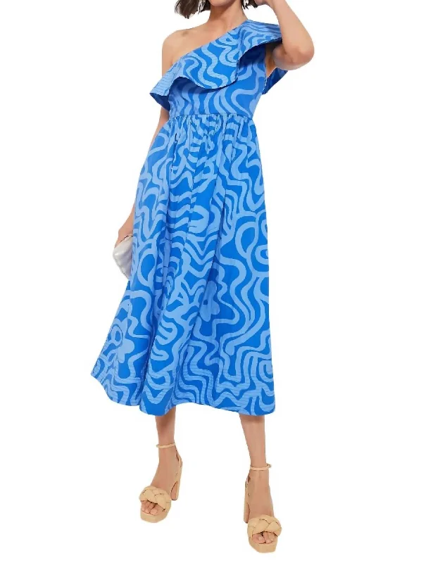 Today’s Special One Shoulder Ruffle Maxi Dress In Blue Ashbury