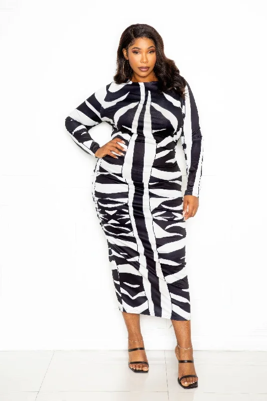 Price Rollback Animal print ruched bodycon dress