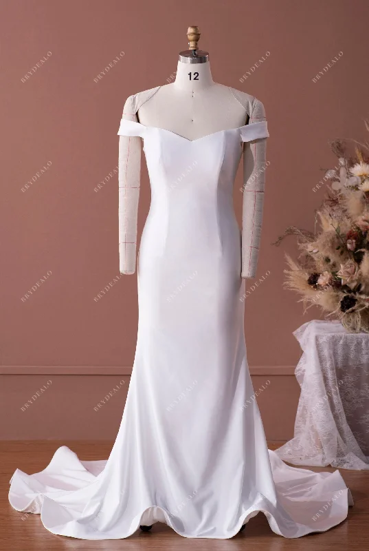 Loyalty Reward Light Ivory Off-the-Shoulder Jersey Mermaid Wedding Dress
