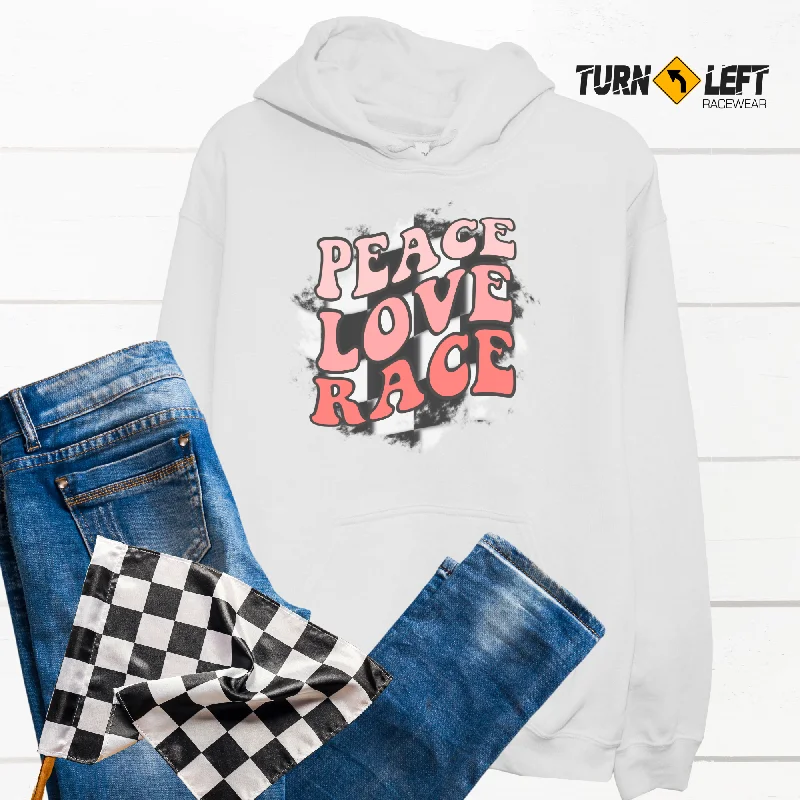 Epic Deals Peace Love Race Checkered Flag  Hoodie