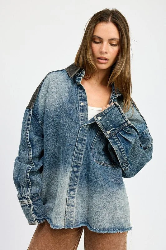 Friends and Family Sale Emory Park Oversized Denim Jacket With Buttons