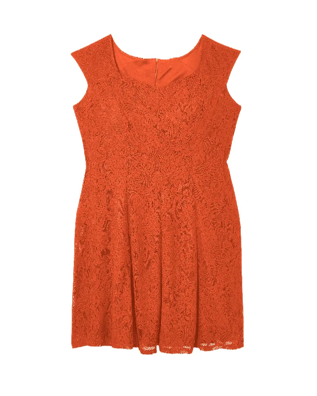 Deal Dash Galilee Lace Fit & Flare Dress | Orange