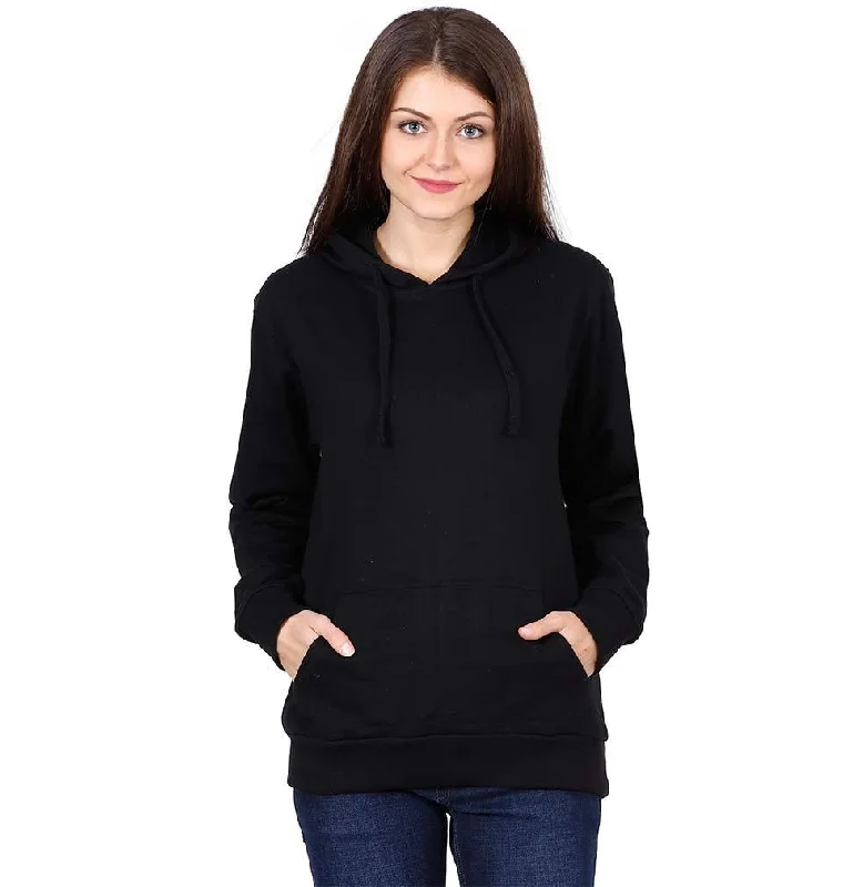 Discount Extravaganza Plain Black Hoodie Sweatshirt for Women