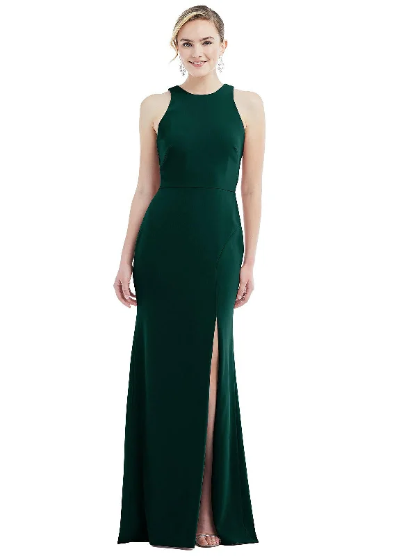 Closeout Cutout Open-Back Halter Maxi Dress with Scarf Tie