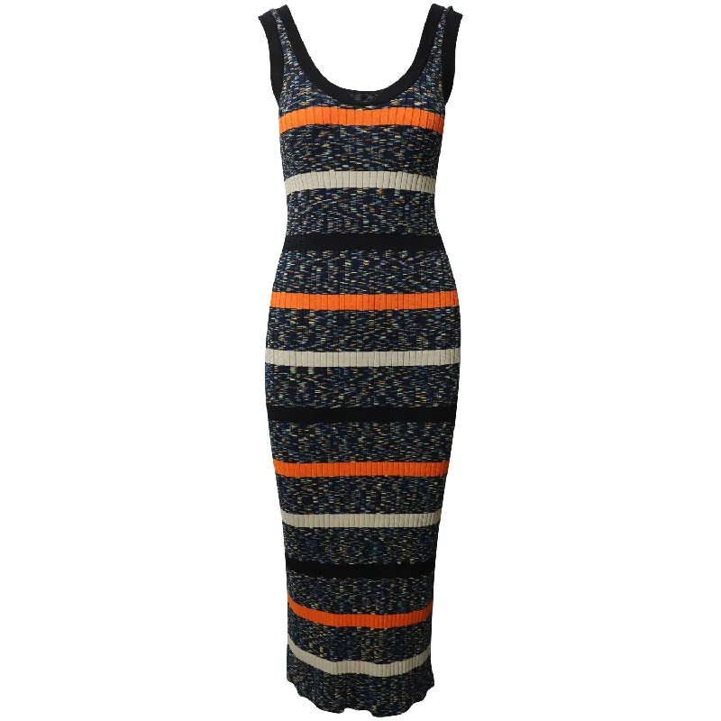 Price Drop Missoni Knee-Length Striped Knitted Dress in Multicolor Cotton