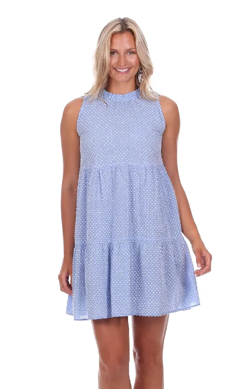 Price Rollback Sandy Dress in Blue Textured Dot