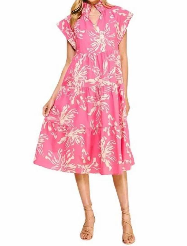 Now or Never Tiered Tunic Dress In Pink