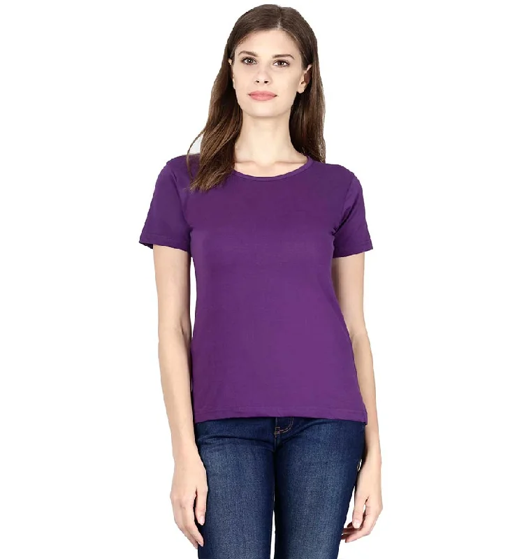 Season Finale Sale Plain Purple Half Sleeves T-Shirt for Women