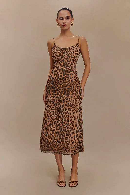 Bargain Prices Leanne Chiffon Midi Dress - Leopard Print
