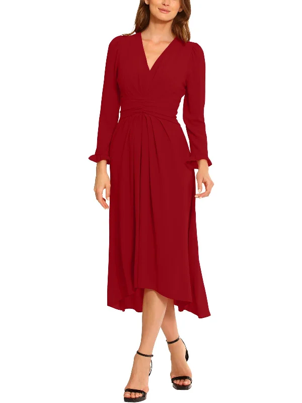 Savings Galore Womens Textured Tea Length Fit & Flare Dress