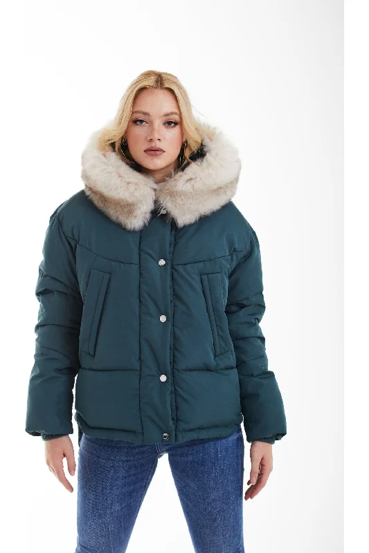 Lowest Price Double Second Teal Oversized Dip Back Puffer