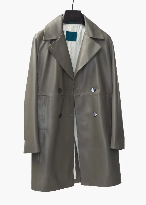Online Only AMIE DOUBLE BREASTED LEATHER COAT