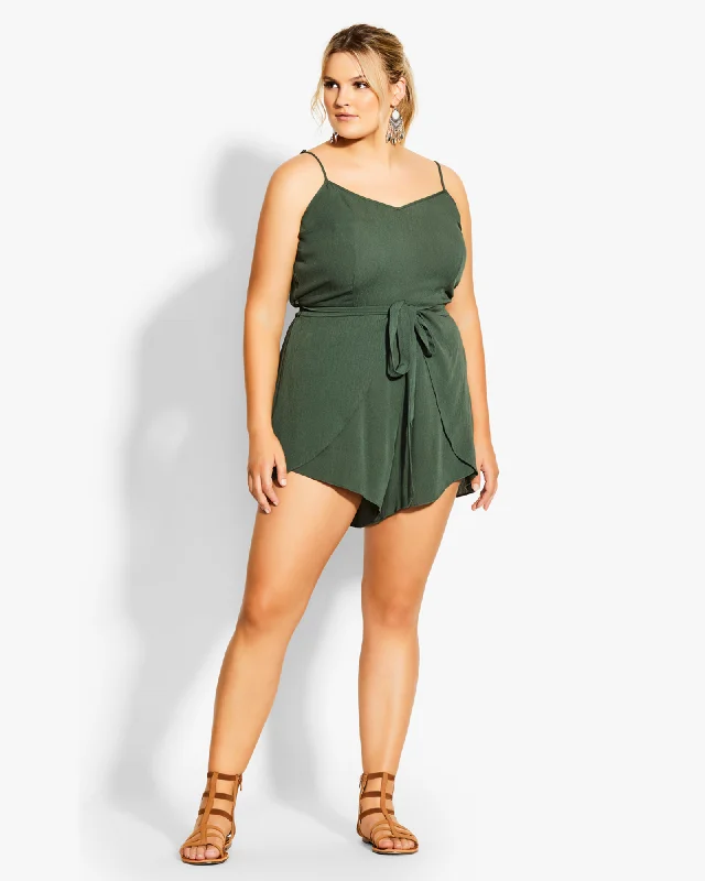 Epic Deals Vivian Tie Romper | Olive Green