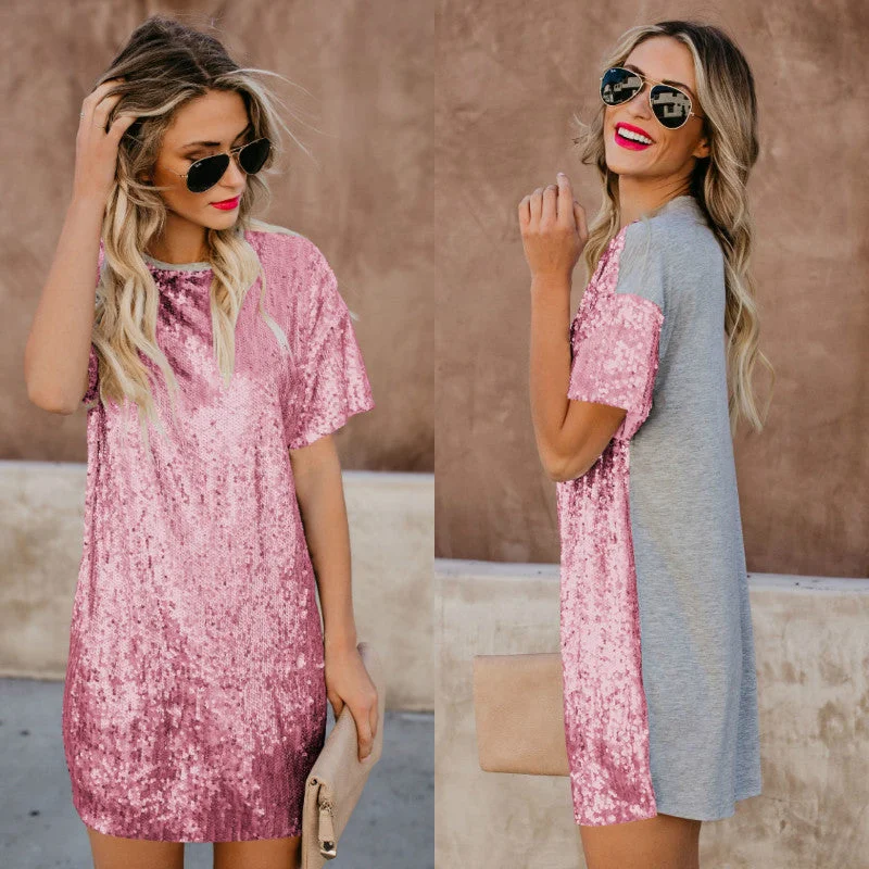 Great Deals Sequin Splice Sweatshirt Short Dress