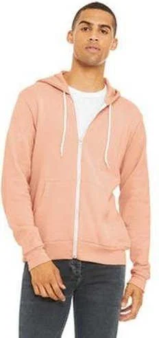 Hurry In Bella + Canvas 3739 Unisex Poly-Cotton Fleece Full-Zip Hooded Sweatshirt - Peach Hurry In Bella + Canvas 3739 Unisex Poly-Cotton Fleece Full-Zip Hooded Sweatshirt - Peach