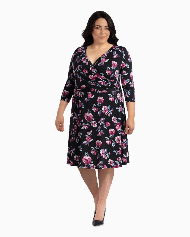 Fantastic Offers Orlando Faux Wrap Dress | Black / Pink