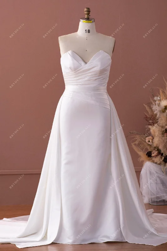 Mega Sale Plus Size Strapless Detachable Overskirt Satin Wedding Dress