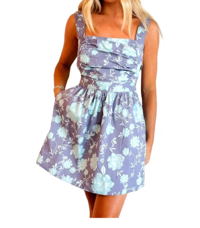 Special Promotion Printed Mini Dress In Blue