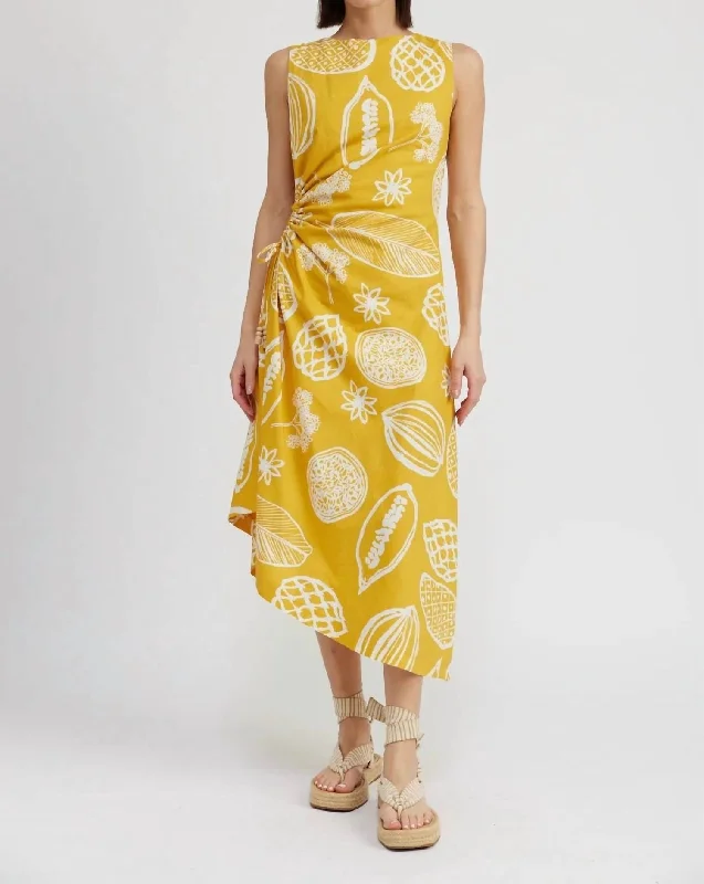 New Markdowns Paz Midi Dress In Golden Yellow