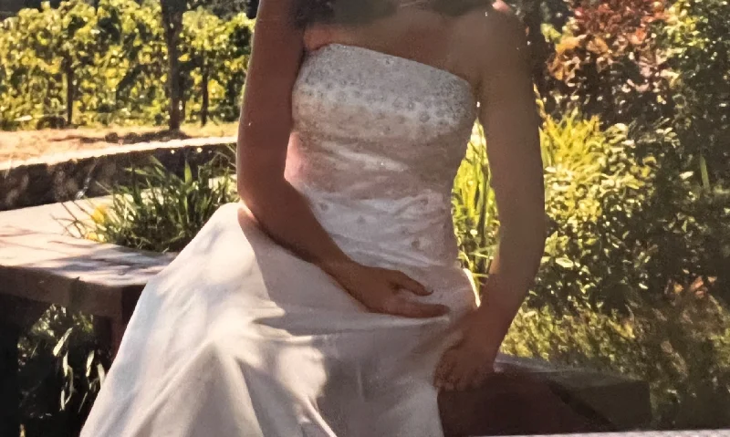 Special Promotion Reem Acra Vintage 2001 Silk Satin Strapless with Embroidery