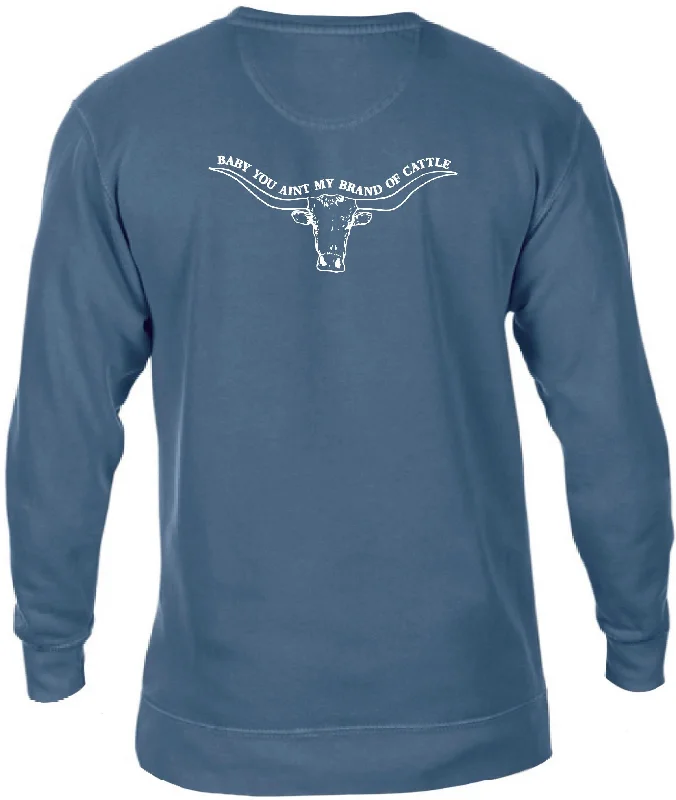 Price Blitz Brand of Cattle Comfort Colors Crewneck Sweatshirt In Blue Jean