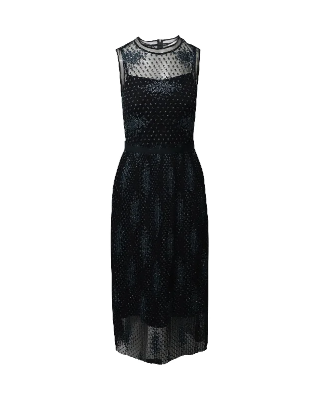 Reduced Prices Boss Sleeveless Embroidered Tulle Dress in Black Polyester