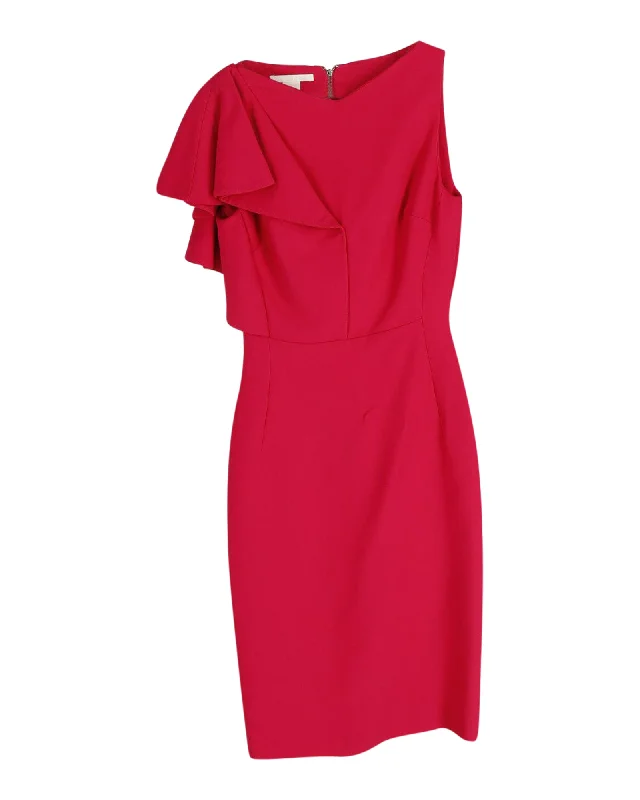 Bargain Prices Antonio Berardi One Shoulder Flounce Sleeve Dress in Pink Viscose