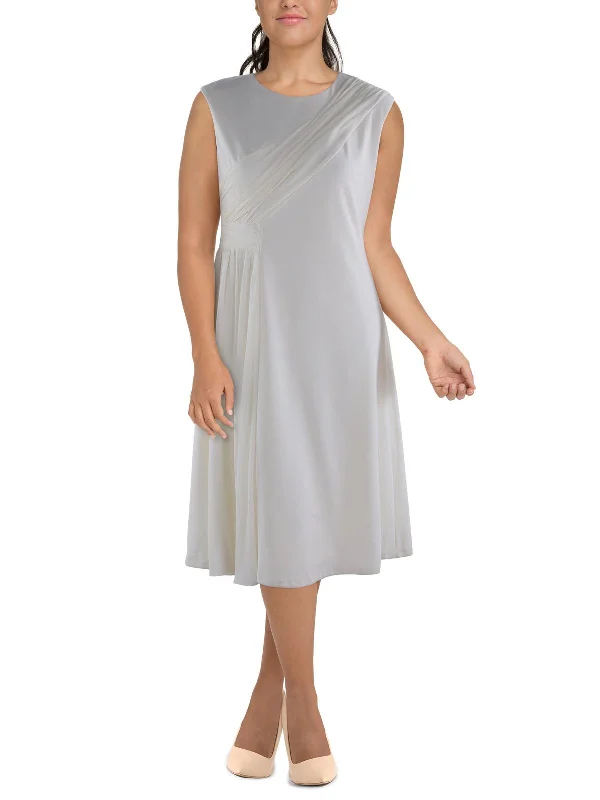 Take Advantage Womens Midi Ruffled Evening Dress