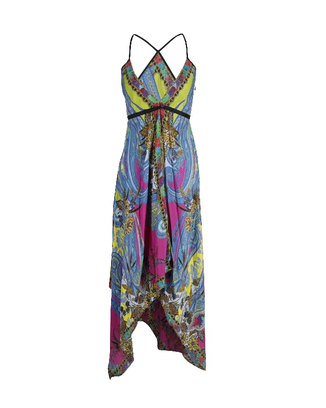 Extra Savings Etro Printed Halter Maxi Dress in Multicolor Silk