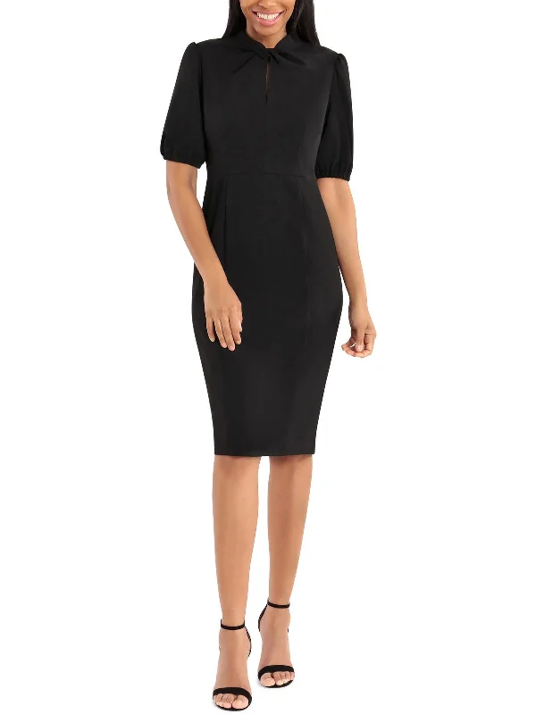 Weekend Deal Womens Twist Neck Midi Sheath Dress