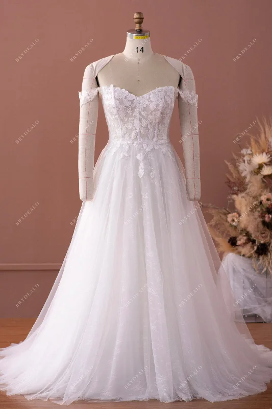 Bargain Prices Light Ivory Illusion Bodice Lace A-line Wedding Dress