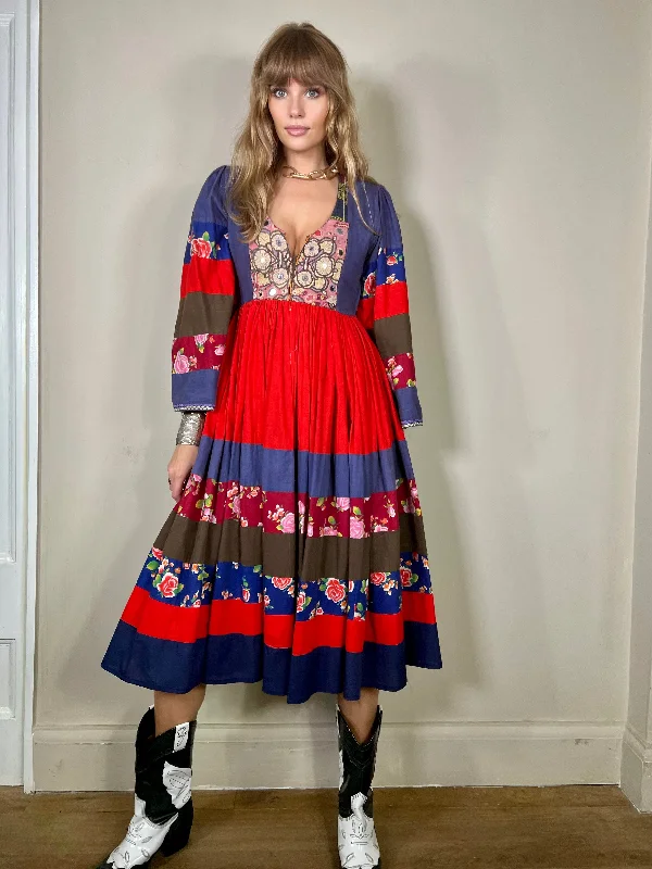 Shop and Save Ganesha, 70s Indian floral dress