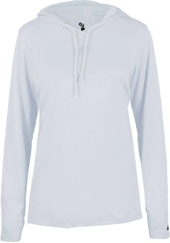 Limited Time Offer Badger Sport 4165 B-Core Long Sleeve Ladies Hoodie Tee - Silver