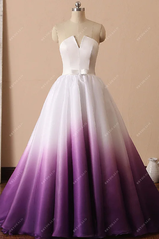 Low Prices Ombre Purple V-cut Wedding Ball Gown