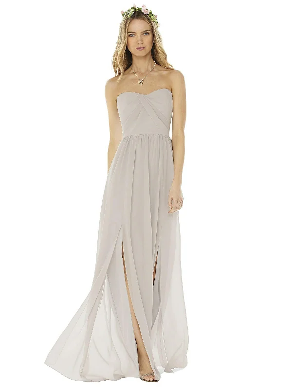 Bargain Prices Strapless Draped Bodice Maxi Dress with Front Slits