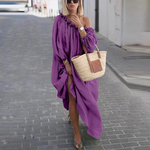 Reduced Prices One Shoulder Gathered Maxi Dress