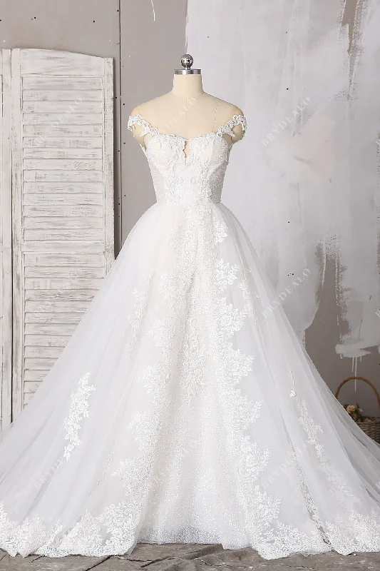 Early Bird Discount Gorgeous Off Shoulder Bridal Dress with Overskirt