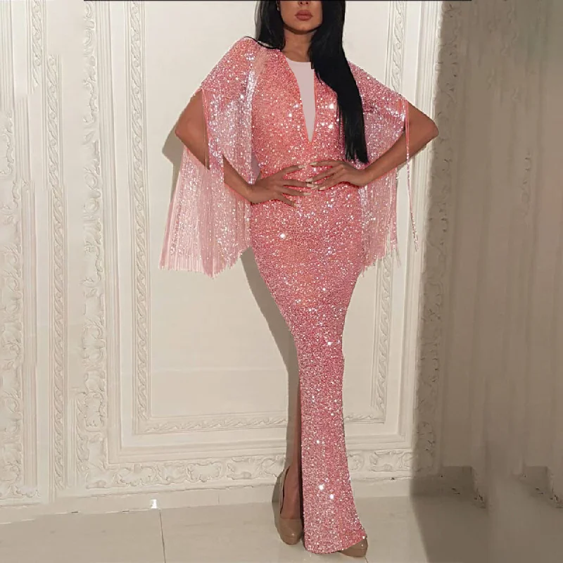 Final Markdown Sparkle Fringe Mermaid Dress
