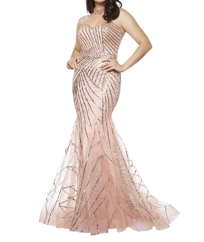 Shop and Save Beaded Tulle Dress In Rosegold