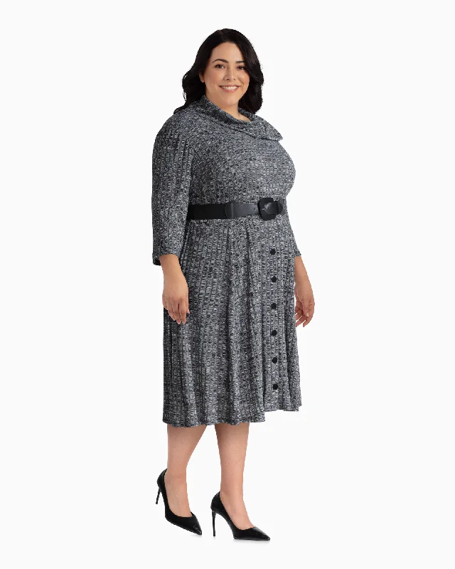 Weekend Flash Sale Lennox Belted Sweater Dress | Charcoal Grey / Black