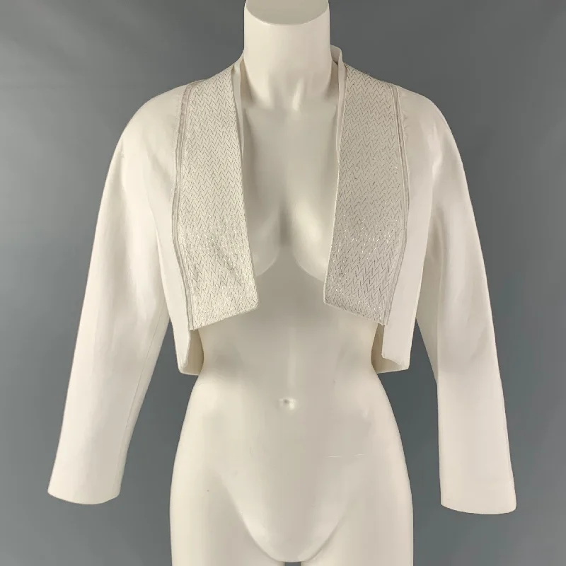 Clearance Event BRIONI Size 4 White Cotton Blazer