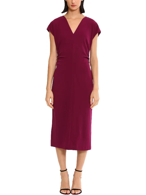 Price Reduction Womens V-Neck Short Sleeve Midi Dress